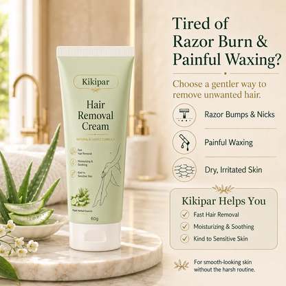 Kikipar Natural Gentle Hair Removal Cream | For Women & Men, Sensitive Skin