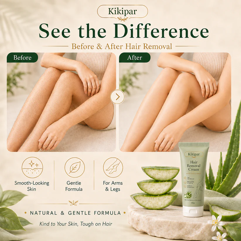 Kikipar Natural Gentle Hair Removal Cream | For Women & Men, Sensitive Skin